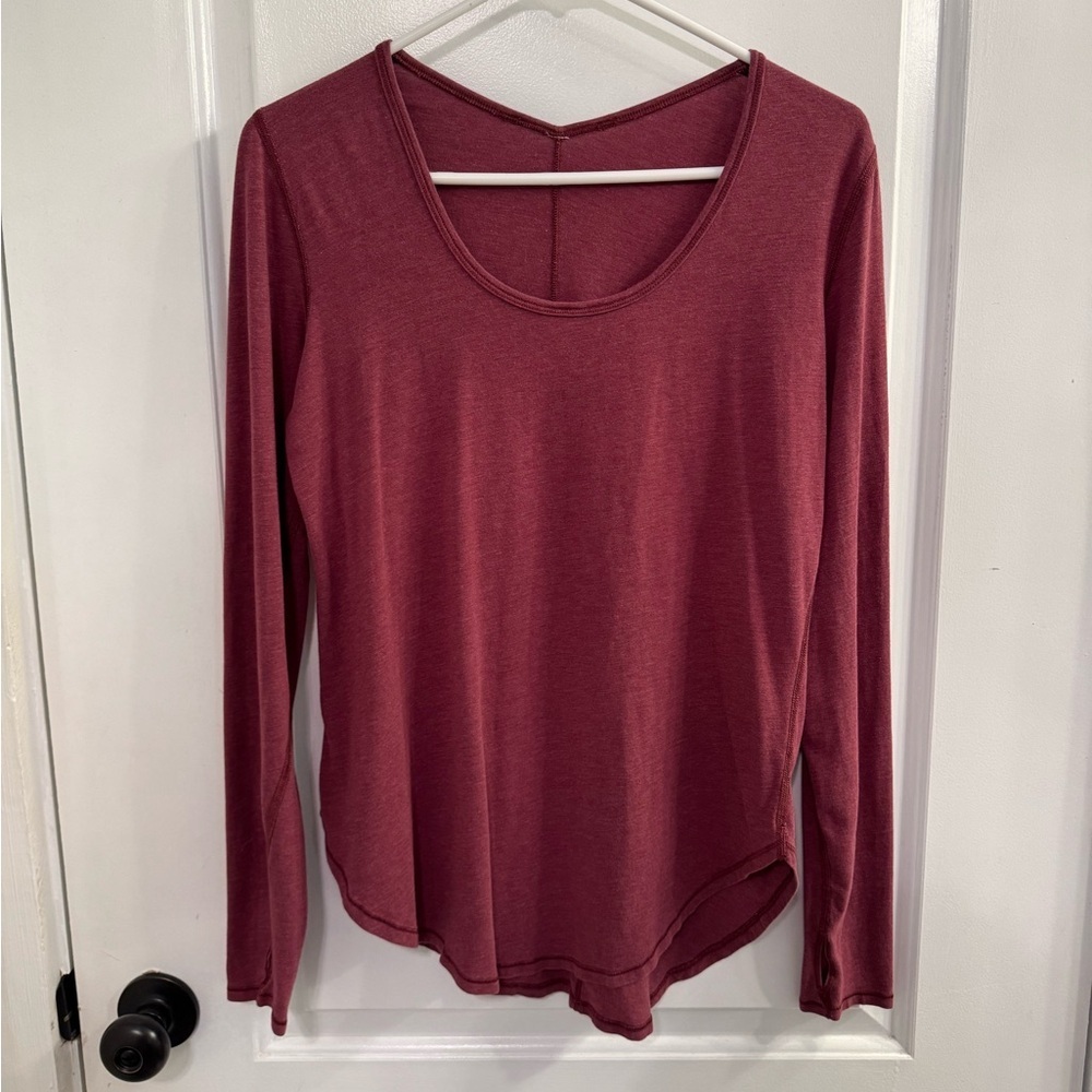 Lululemon Yogini 5 Year Long Sleeve Tee Heathered Rust Berry